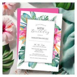 60th Birthday Invitations Tropical
