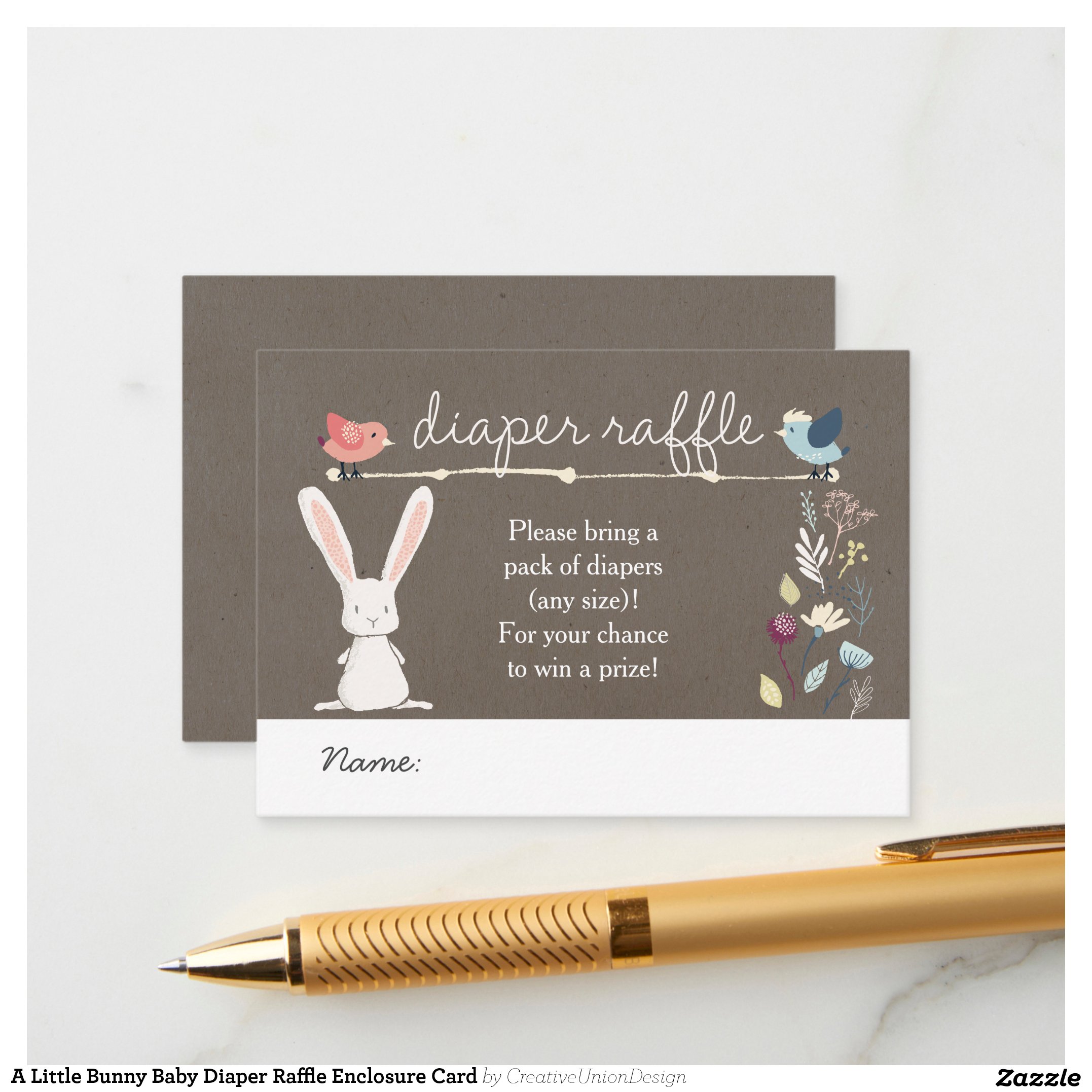 A Little Bunny Baby Diaper Raffle Enclosure Card