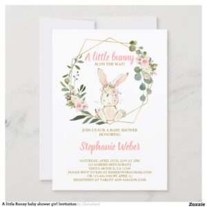A little Bunny baby shower girl Invitation