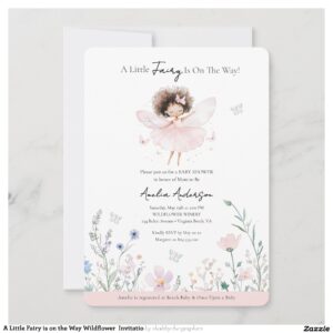A Little Fairy is on the Way Wildflower Invitatio Invitation