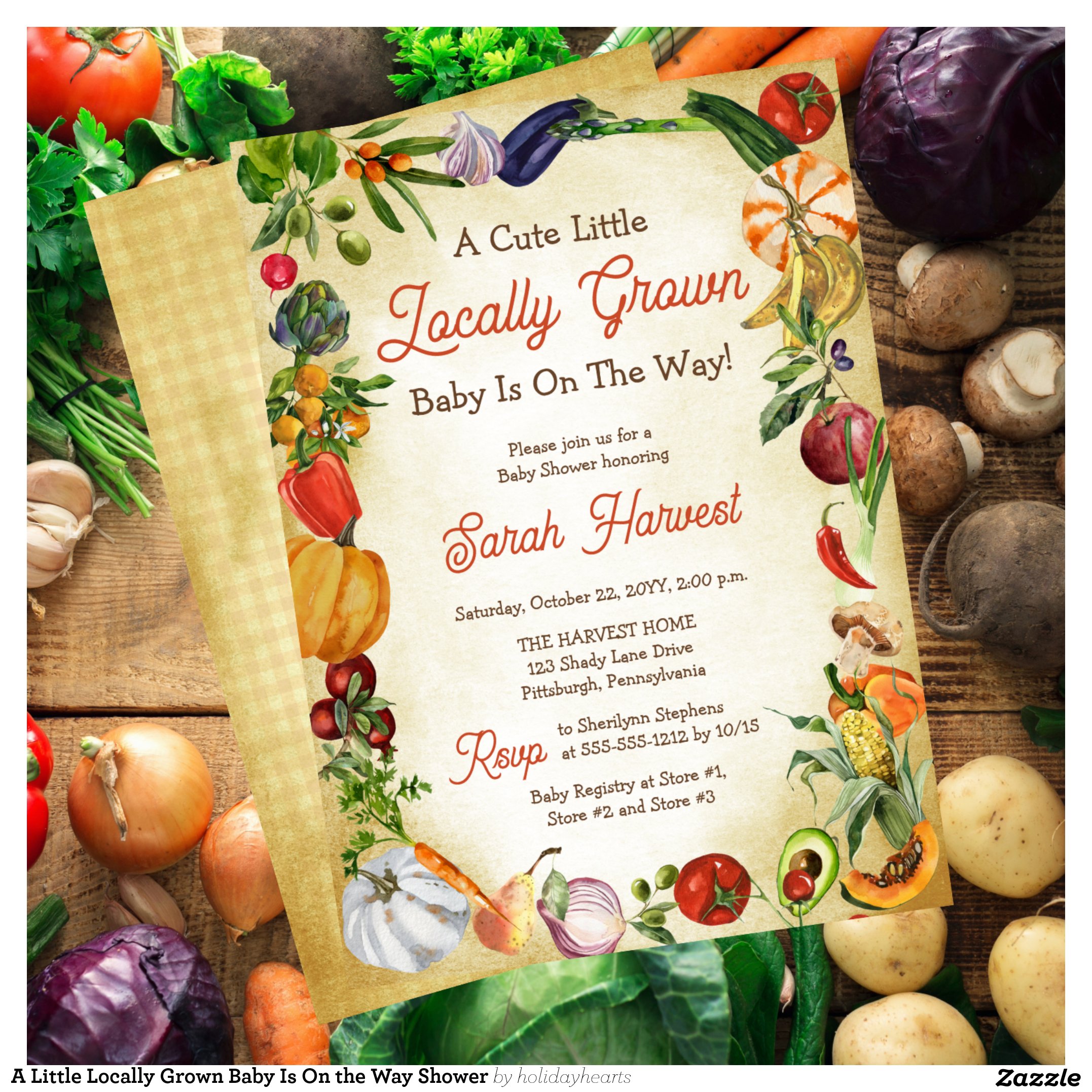 A Little Locally Grown Baby Is On the Way Shower Invitation