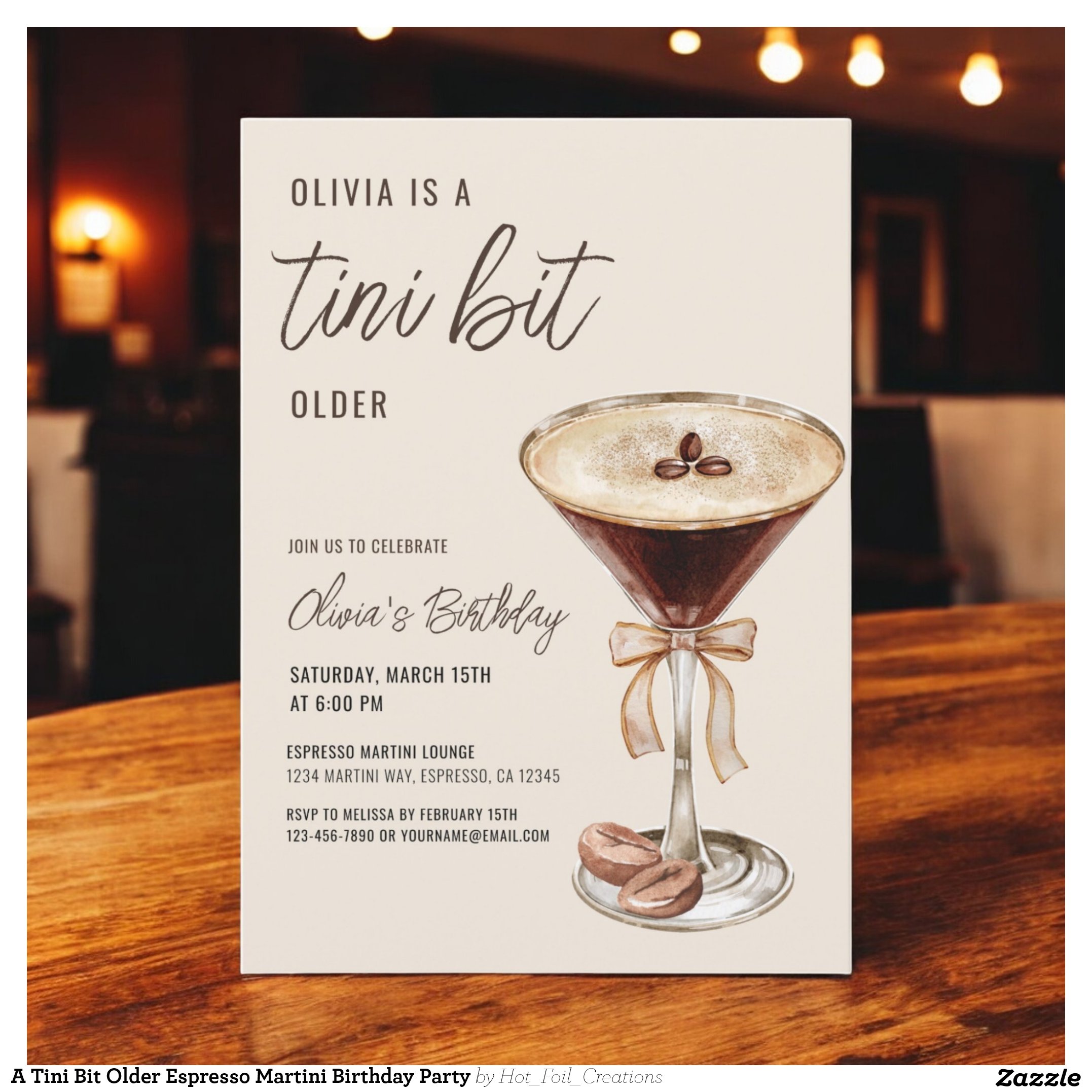 A Tini Bit Older Espresso Martini Birthday Party Invitation