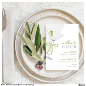 A Tini Bit Older Olive Martini Birthday Party Invitation