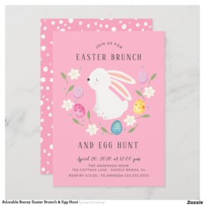 Adorable Bunny Easter Brunch & Egg Hunt Invitation