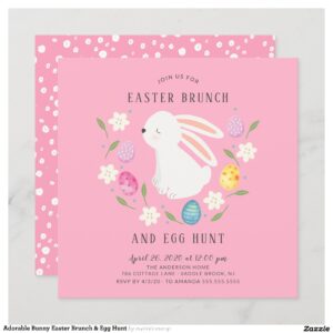 Adorable Bunny Easter Brunch & Egg Hunt Invitation