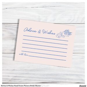 Advice & Wishes Hand Drawn Flowers Bridal Shower Enclosure Card
