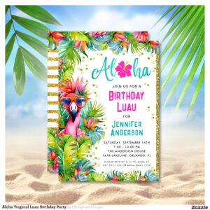 Aloha Tropical Luau Birthday Party Invitation