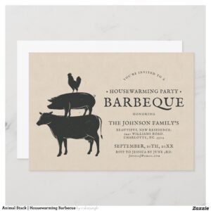 Animal Stack Housewarming Barbecue Invitation