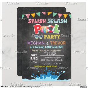 ANY AGE - Splish Splash Dual Pool Party Invitation