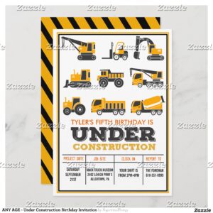 ANY AGE - Under Construction Birthday Invitation