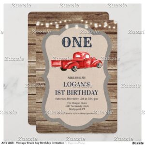ANY AGE - Vintage Truck Boy Birthday Invitation