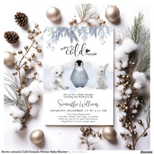 Arctic animals Cold Outside Winter Baby Shower Invitation