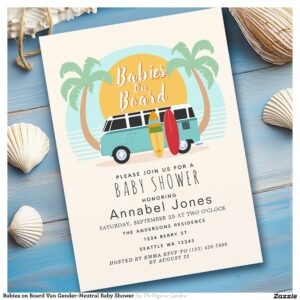 Babies on Board Van Gender-Neutral Baby Shower Invitation