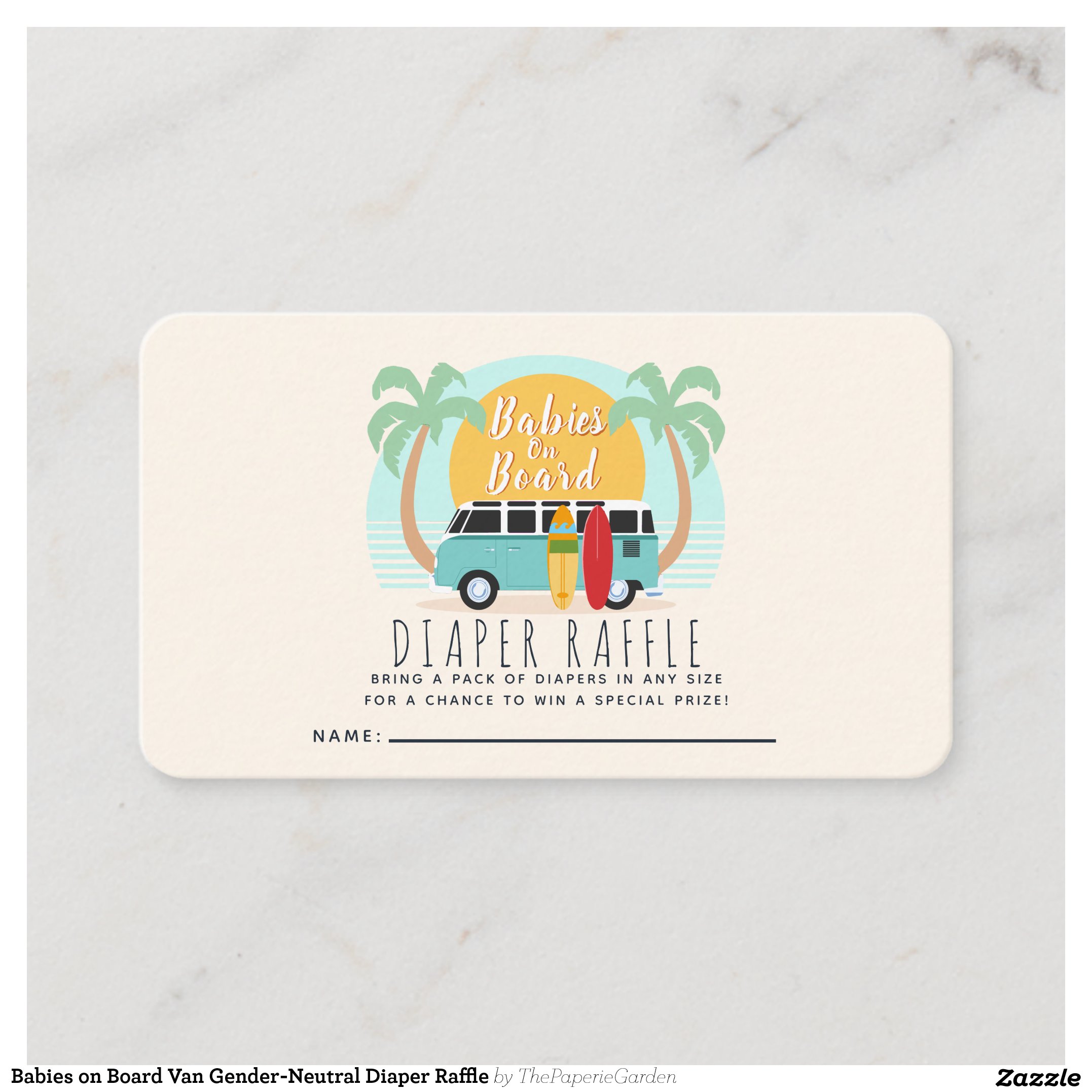 Babies on Board Van Gender-Neutral Diaper Raffle Business Card