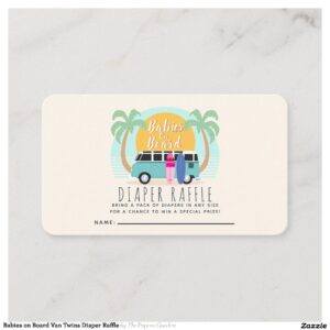 Babies on Board Van Twins Diaper Raffle Business Card