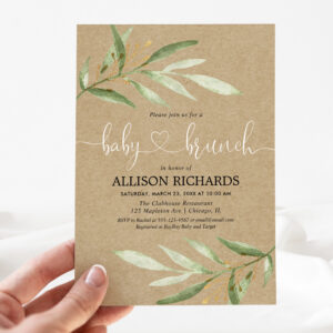 Baby brunch gender neutral rustic baby shower invitation