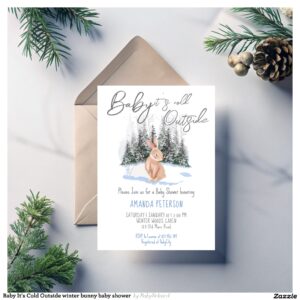 Baby It's Cold Outside winter bunny baby shower Invitation