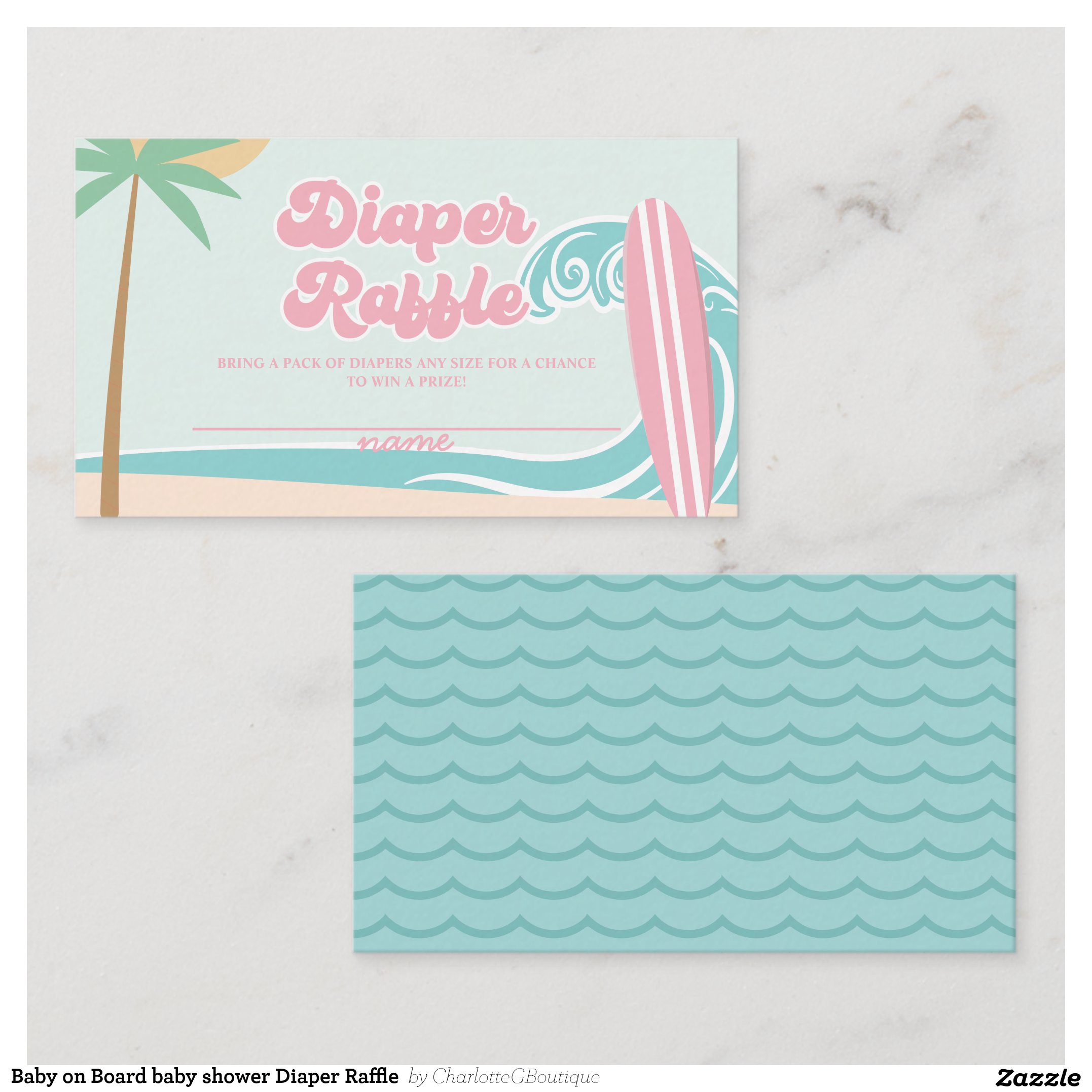 Baby on Board baby shower Diaper Raffle Enclosure Card