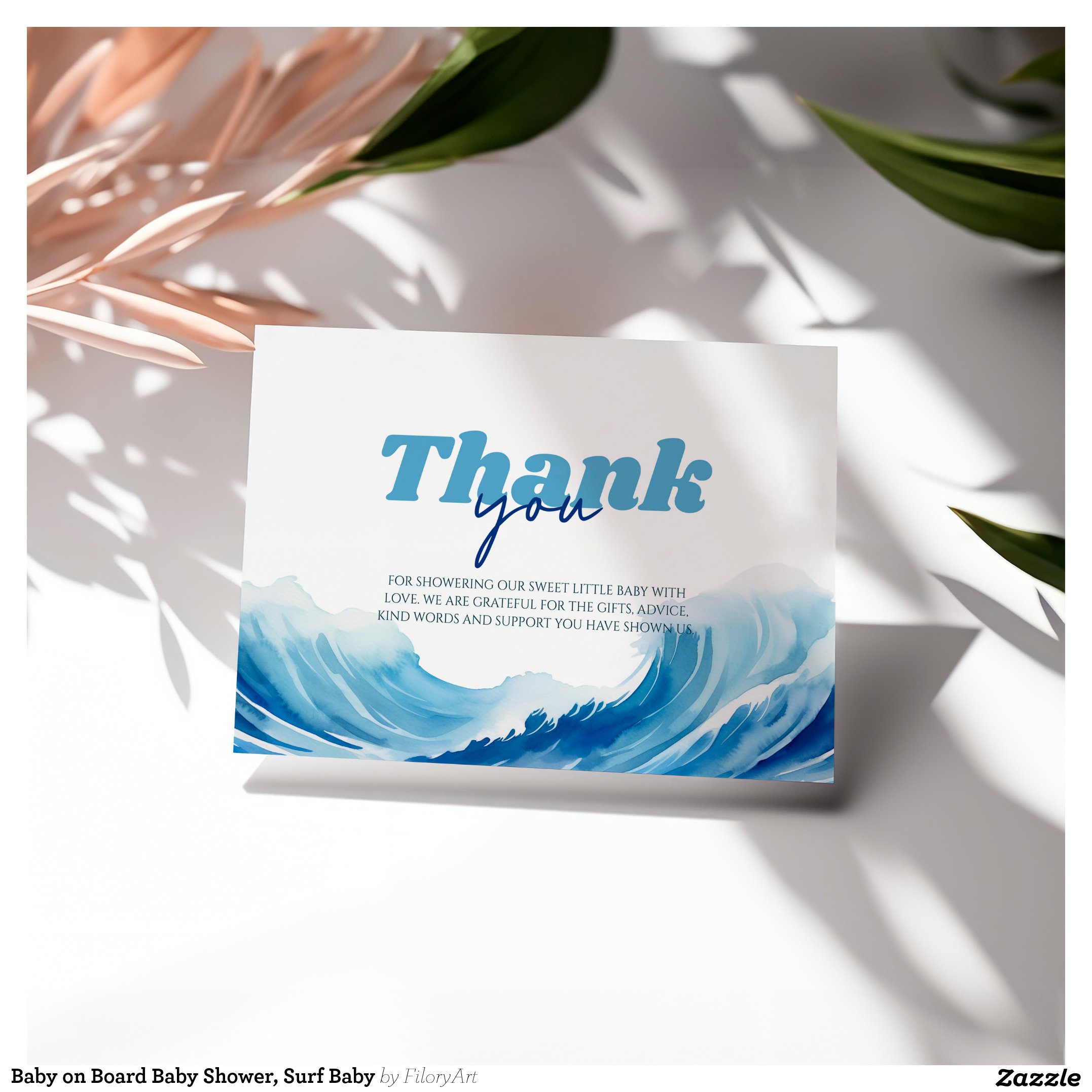 Baby on Board Baby Shower, Surf Baby Thank You Card