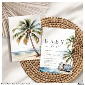 Baby on Board Baby Shower, Surf Beach Invitation