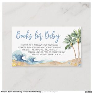 Baby on Board Beach Baby Shower Books for Baby Enclosure Card