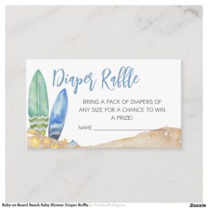 Baby on Board Beach Baby Shower Diaper Raffle Enclosure Card