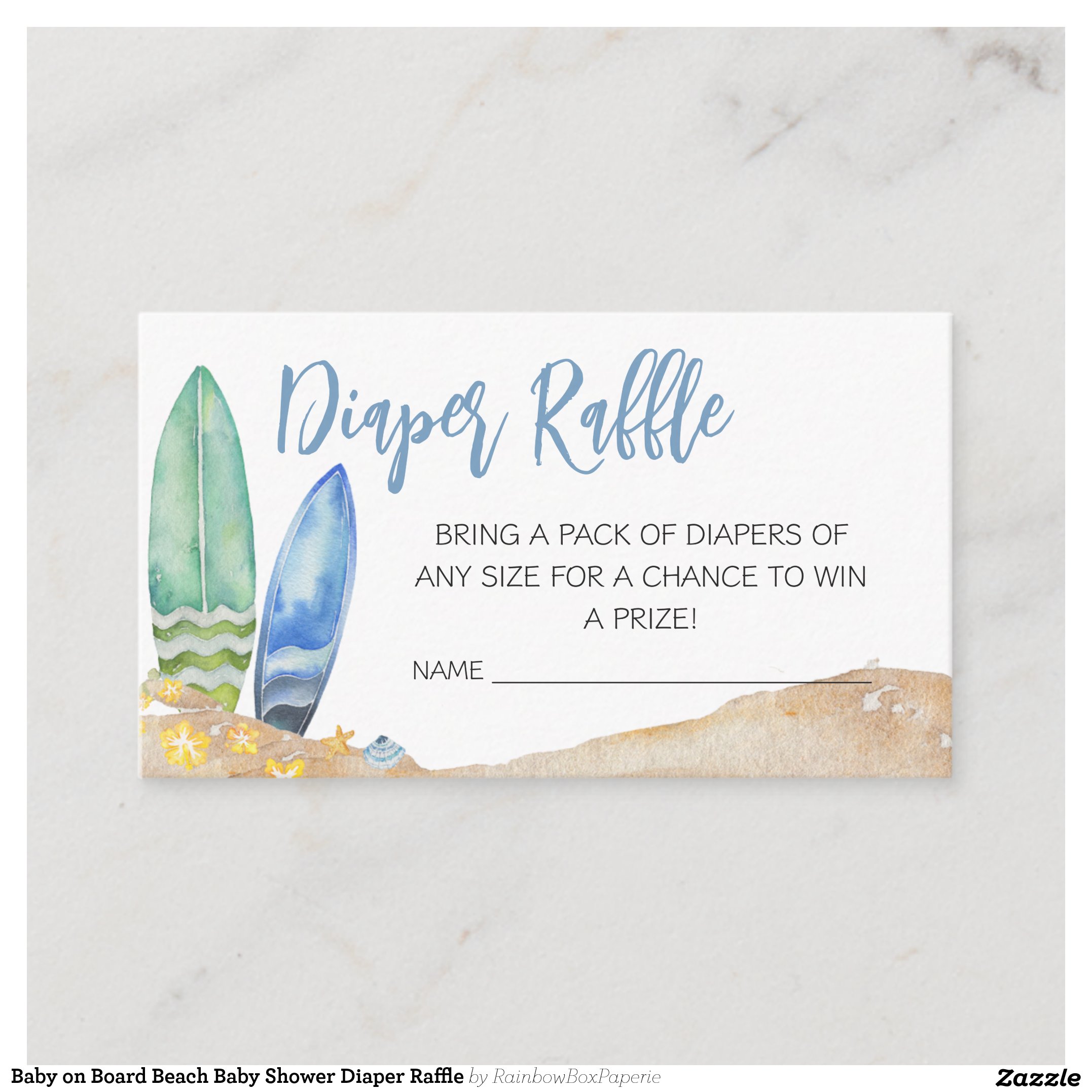 Baby on Board Beach Baby Shower Diaper Raffle Enclosure Card