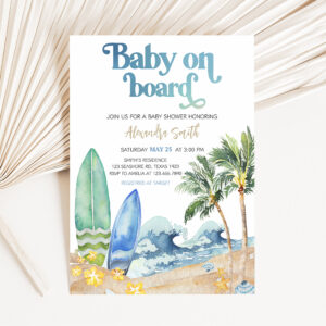 Baby on Board Beach Baby Shower Invitation