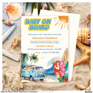 Baby On Board Beach Baby Shower Invitation