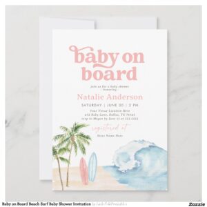 Baby on Board Beach Surf Baby Shower Invitation
