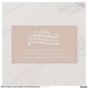 Baby On Board Diaper Raffle Pink Girl Baby Shower Enclosure Card