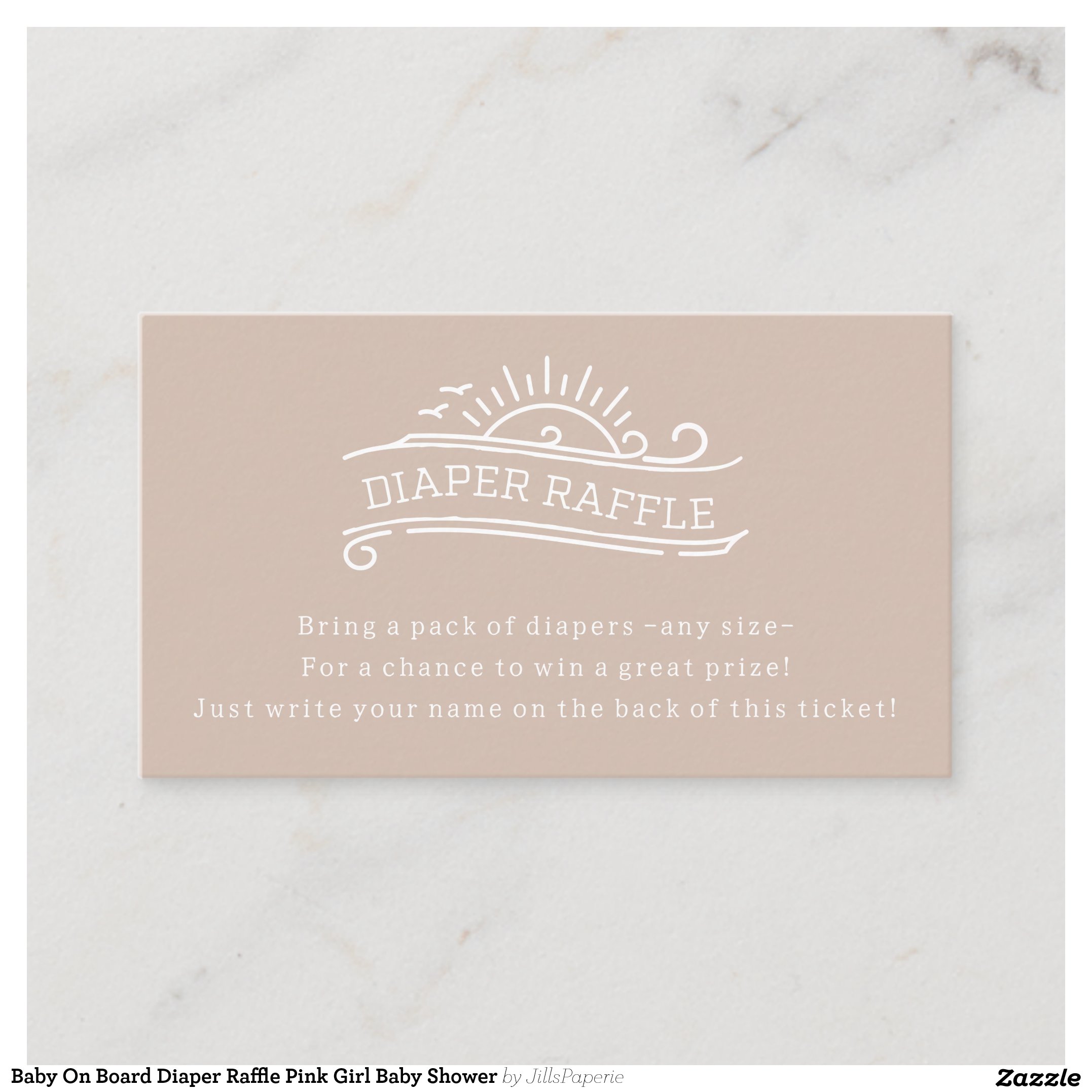 Baby On Board Diaper Raffle Pink Girl Baby Shower Enclosure Card