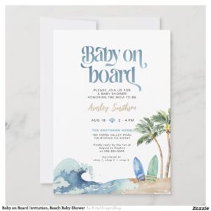 Baby on Board Invitation, Beach Baby Shower Invitation