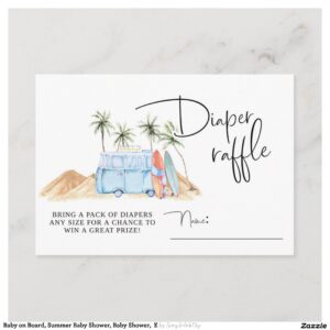 Baby on Board, Summer Baby Shower, Baby Shower, E Enclosure Card