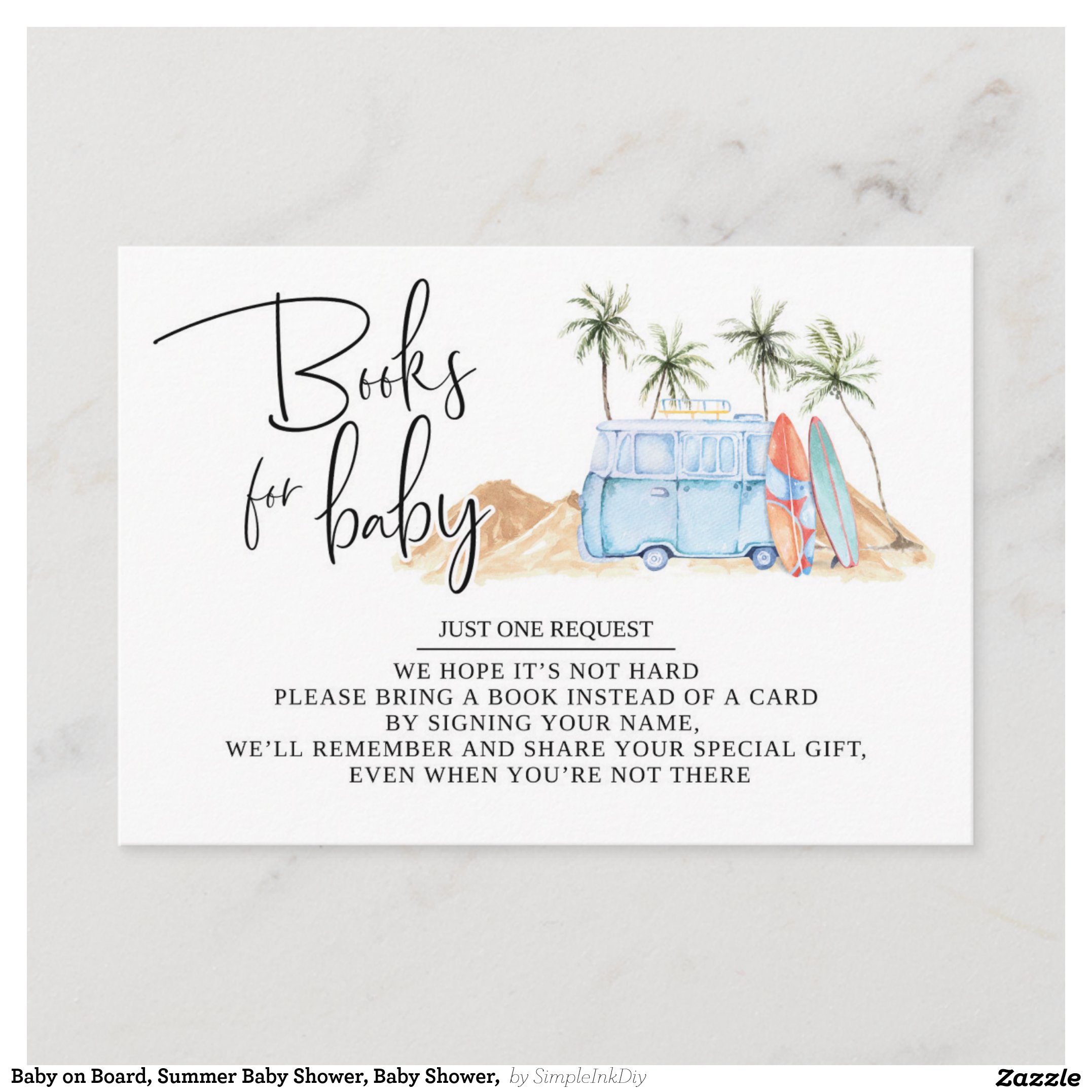 Baby on Board, Summer Baby Shower, Baby Shower, Enclosure Card
