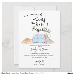 Baby on Board, Summer Baby Shower, Baby Shower, Invitation