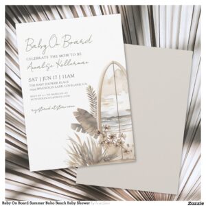 Baby On Board Summer Boho Beach Baby Shower Invitation