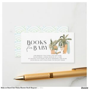 Baby on Board Surf Baby Shower Book Request Enclosure Card
