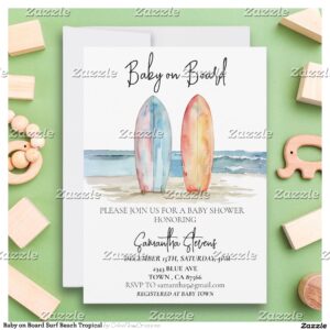 Baby on Board Surf Beach Tropical Invitation