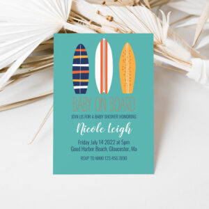 Baby On Board Surfboard Beach Baby Shower Invitation