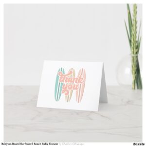 Baby on Board Surfboard Beach Baby Shower Thank You Card