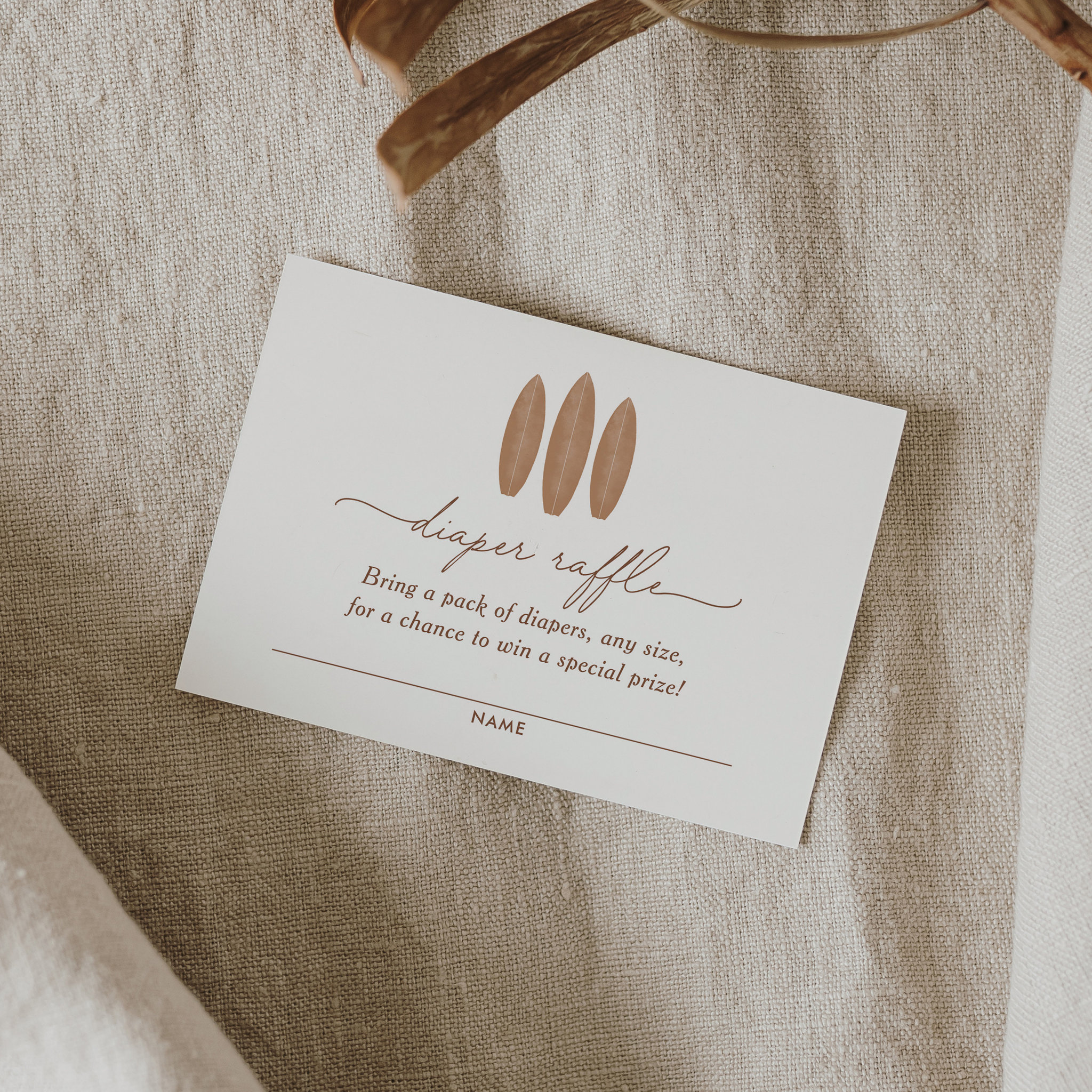 Baby on Board Surfboard Diaper Raffle Ticket Enclosure Card