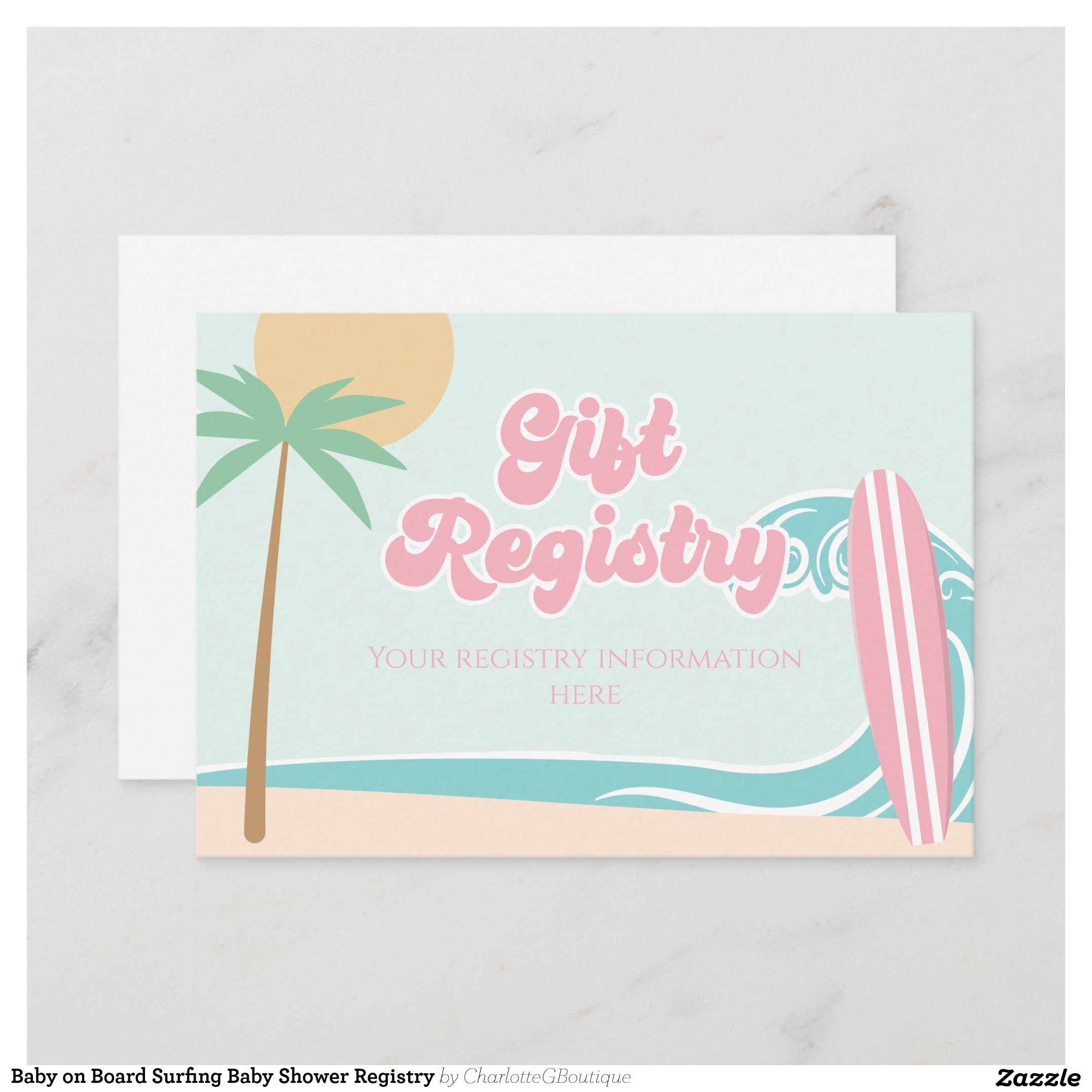 Baby on Board Surfing Baby Shower Registry Enclosure Card