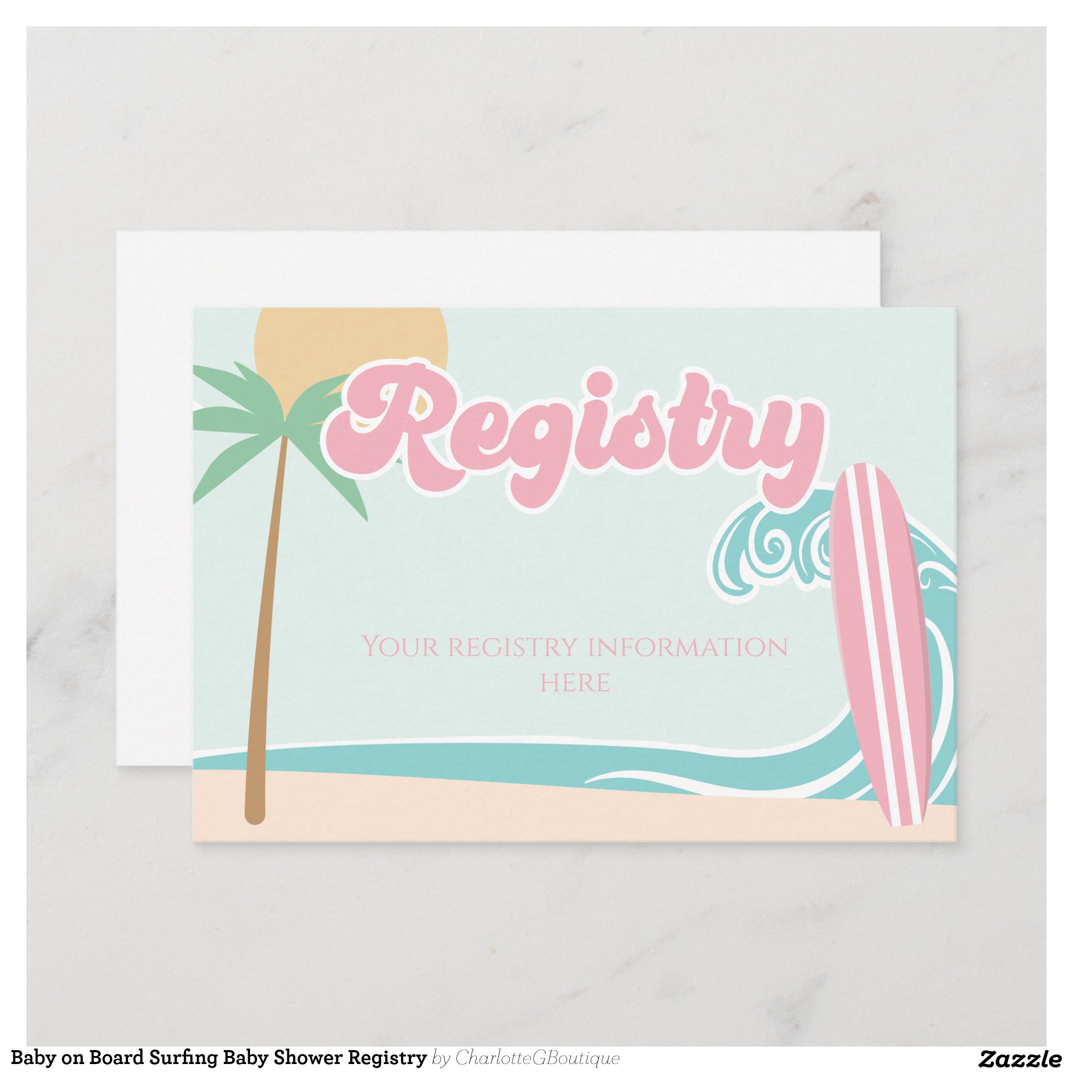 Baby on Board Surfing Baby Shower Registry Enclosure Card