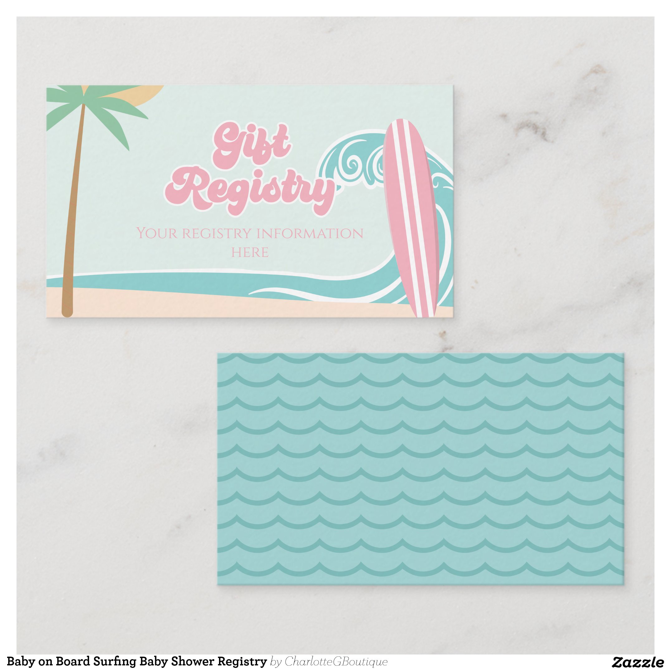Baby on Board Surfing Baby Shower Registry Enclosure Card