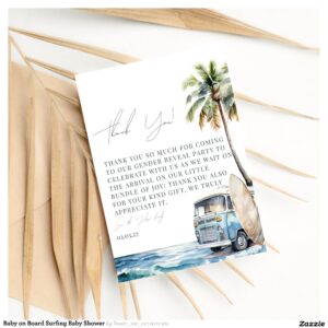Baby on Board Surfing Baby Shower Thank You Card