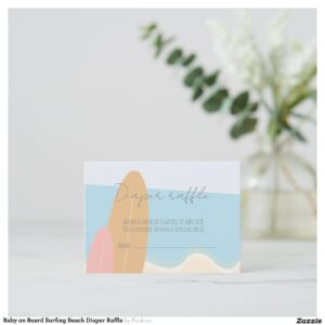 Baby on Board Surfing Beach Diaper Raffle Enclosure Card