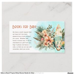 Baby on Board Tropical Baby Shower Books for Baby Enclosure Card