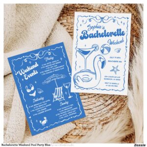 Bachelorette Weekend Pool Party Blue Invitation
