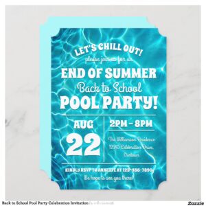 Back to School Pool Party Celebration Invitation